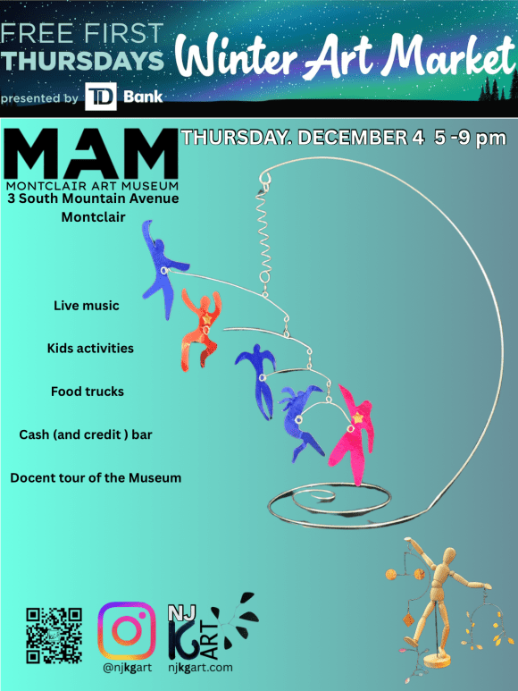 Mobiles on display at Montclair Art Museum’s Winter Art Market December 4, 5-9pm